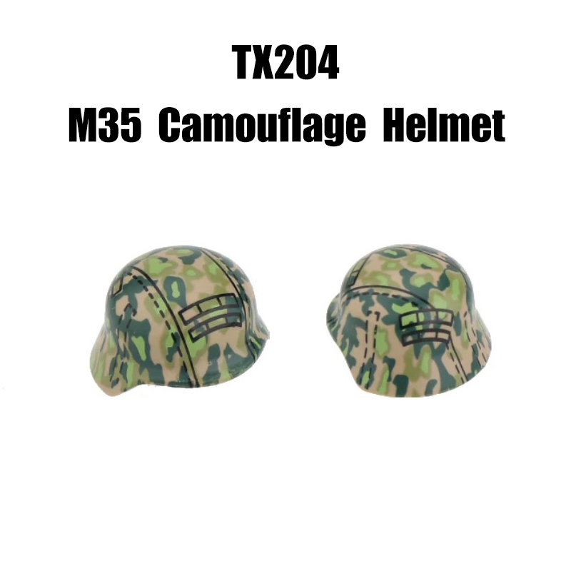 Military WWII MOC Hat Helmet Building Block German M35 steel helmet Soldier Figure Camouflage Accessories Brick Toy Gift WW2