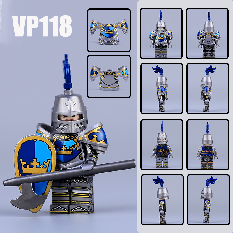 VP22 VP112 VP123 Medieval Green Gryphon Knight Army Minifigs Building Blocks Weapon SoldiersOctopus Warrier Shield Horse Children Toys Gifts
