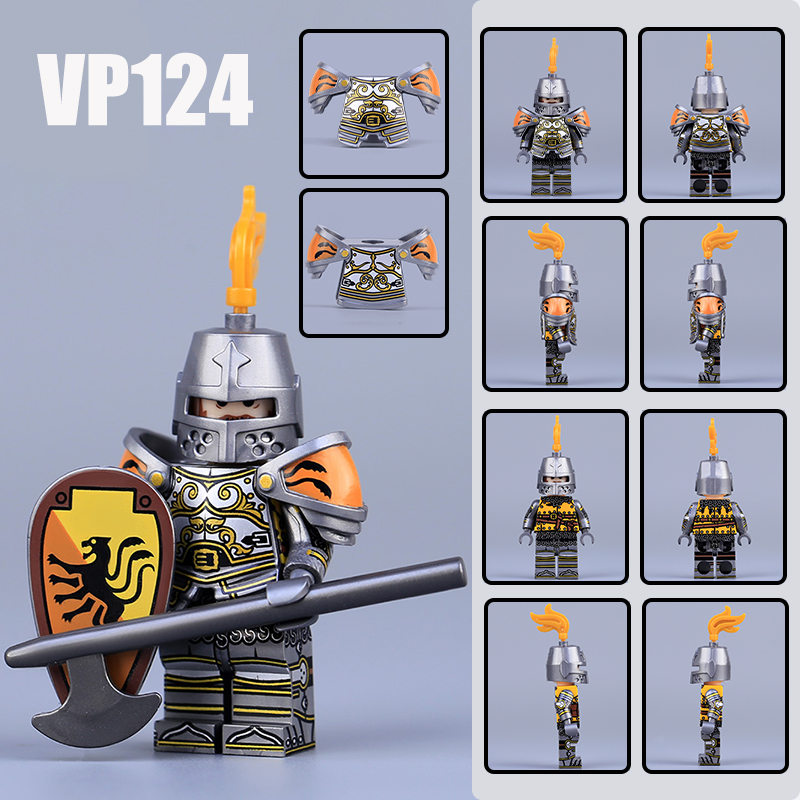 Medieval Soliders Minifigs Bricks Accessories Weapon Helmet Shield