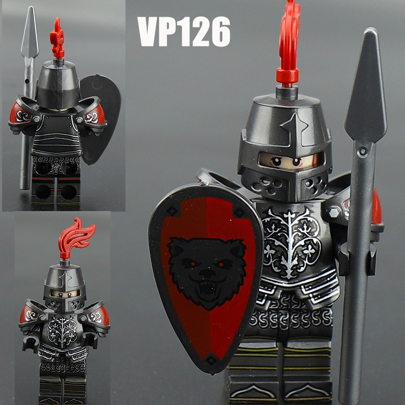 VP118 VP124 Medieval Green Gryphon Knight Army Minifigs Building Blocks Weapon Soldiers Tiger Warrier Shield Horse Children Toys Gifts