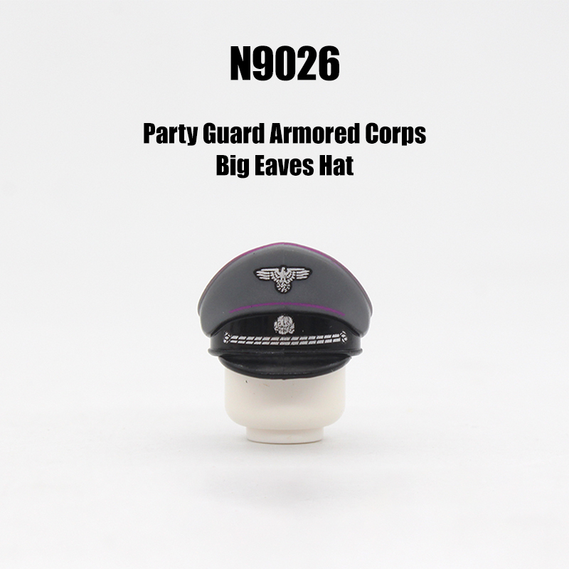 N9026-9030 WW2 Military German Wide Brim Helmet Building Blocks Army Officer Soldier Figures Hat Head Coat War Accessories Weapon Gun Bricks Gift Boy