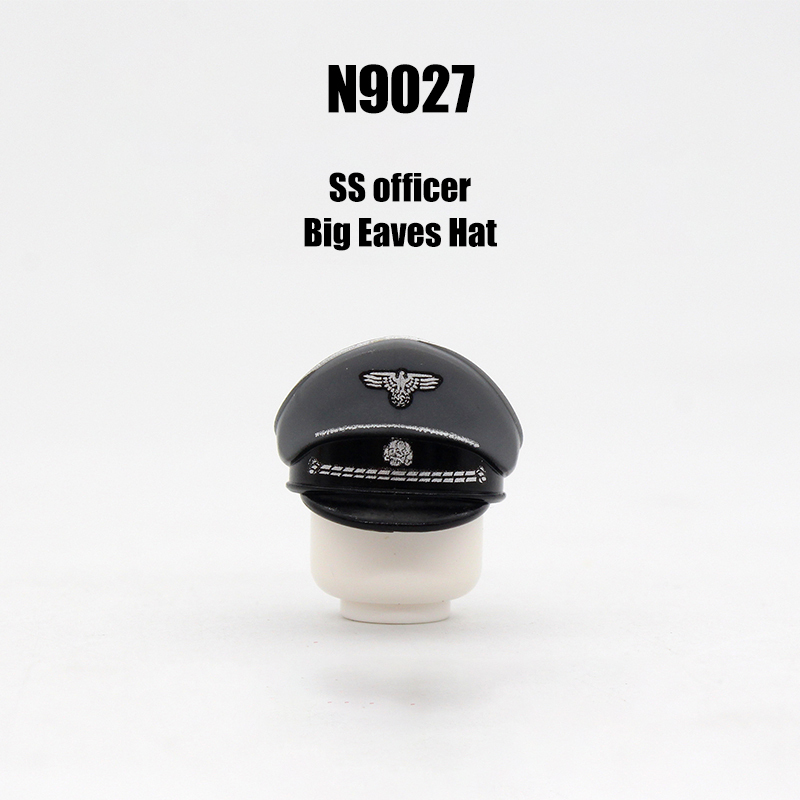 N9026-9030 WW2 Military German Wide Brim Helmet Building Blocks Army Officer Soldier Figures Hat Head Coat War Accessories Weapon Gun Bricks Gift Boy
