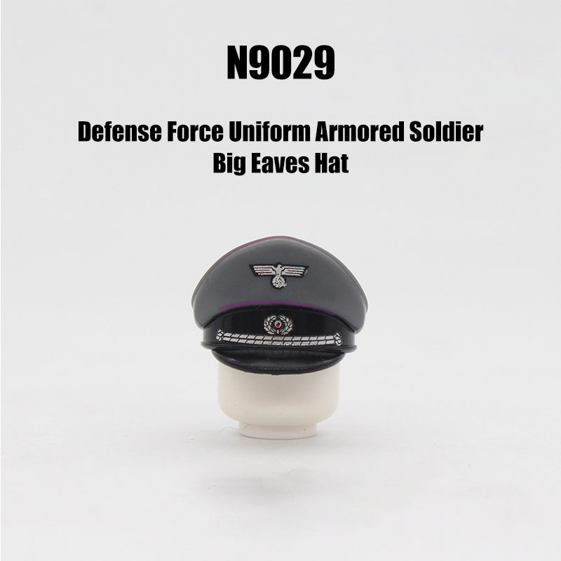 N9026-9030 WW2 Military German Wide Brim Helmet Building Blocks Army Officer Soldier Figures Hat Head Coat War Accessories Weapon Gun Bricks Gift Boy