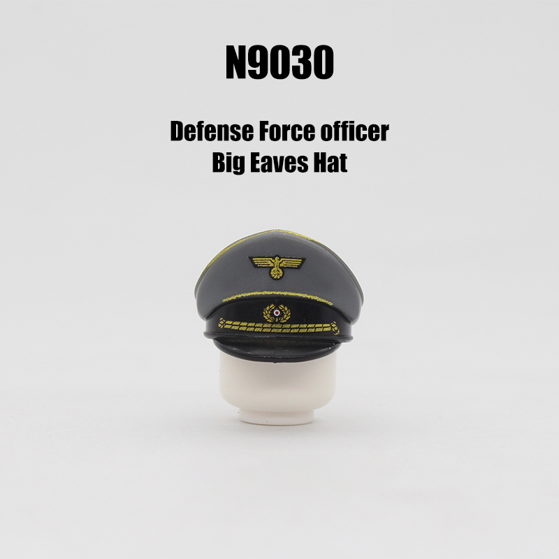 N9026-9030 WW2 Military German Wide Brim Helmet Building Blocks Army Officer Soldier Figures Hat Head Coat War Accessories Weapon Gun Bricks Gift Boy