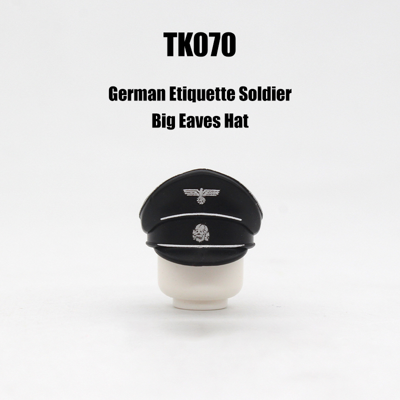 N9026-9030 WW2 Military German Wide Brim Helmet Building Blocks Army Officer Soldier Figures Hat Head Coat War Accessories Weapon Gun Bricks Gift Boy
