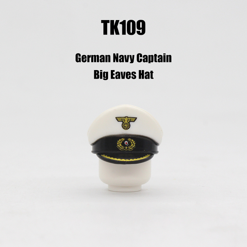 N9026-9030 WW2 Military German Wide Brim Helmet Building Blocks Army Officer Soldier Figures Hat Head Coat War Accessories Weapon Gun Bricks Gift Boy