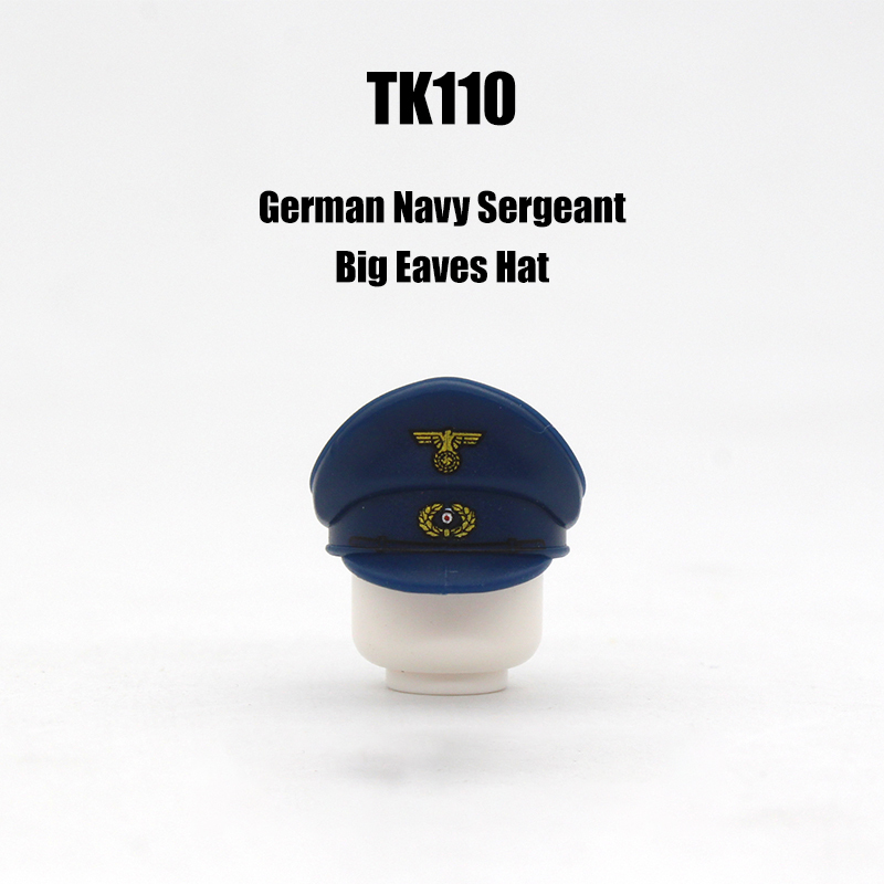 N9026-9030 WW2 Military German Wide Brim Helmet Building Blocks Army Officer Soldier Figures Hat Head Coat War Accessories Weapon Gun Bricks Gift Boy