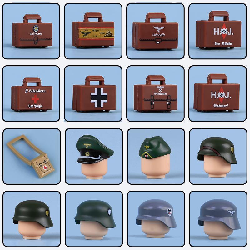 MOC German Military Soliders WW2 German Navy Coast Guard Hats Helmets Building Blocks Army Soliders Weapons Minifigs Compatible Hats Bricks Children Gifts Toys