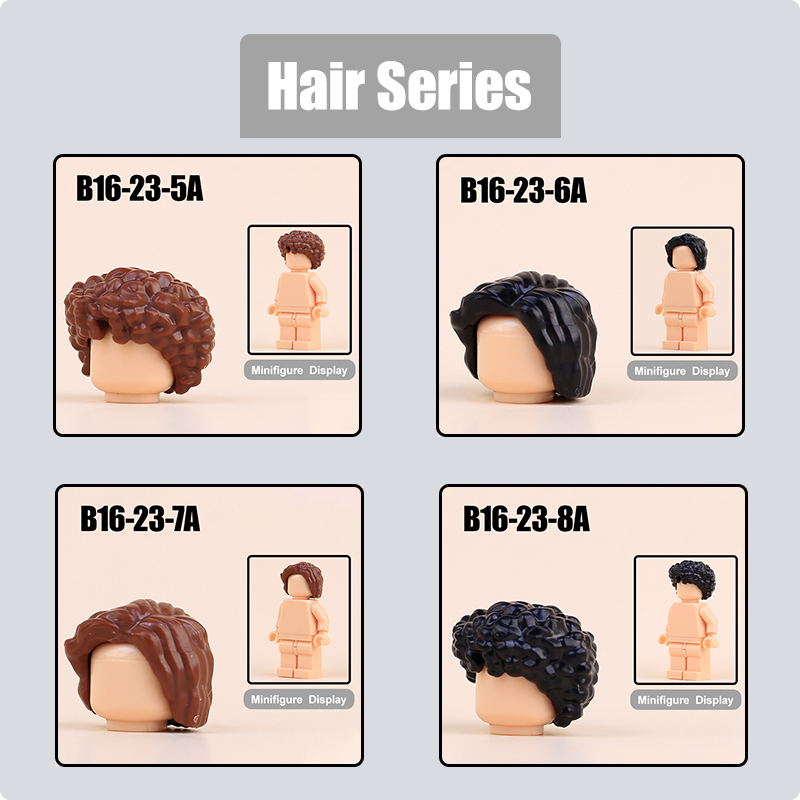 MOC City Hair Accessories Building Blocks Compatible Figure Body Parts Brown Black Blond Head DIY Bricks Toys Children Gift