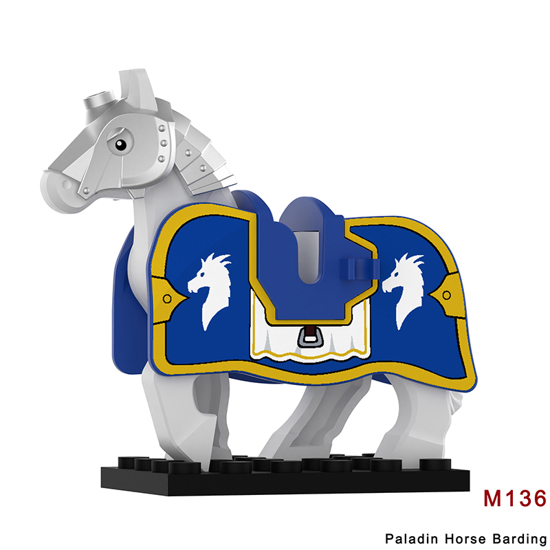 M135-140 Medieval Series Wolf War Horse Barding Building Blocks Army Soldiers Bat Horse Barding Knight Infantry Sword Shield Helmet Boy Toys