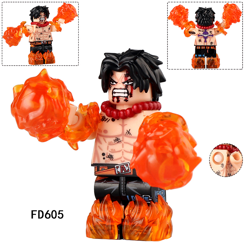 FD605 FD606 Animation One Piece Nami Luffy Ace Fire Fist Minifigs Assembling Action Figures Emperor Yan Aisi Building Blocks Children Toys Gifts
