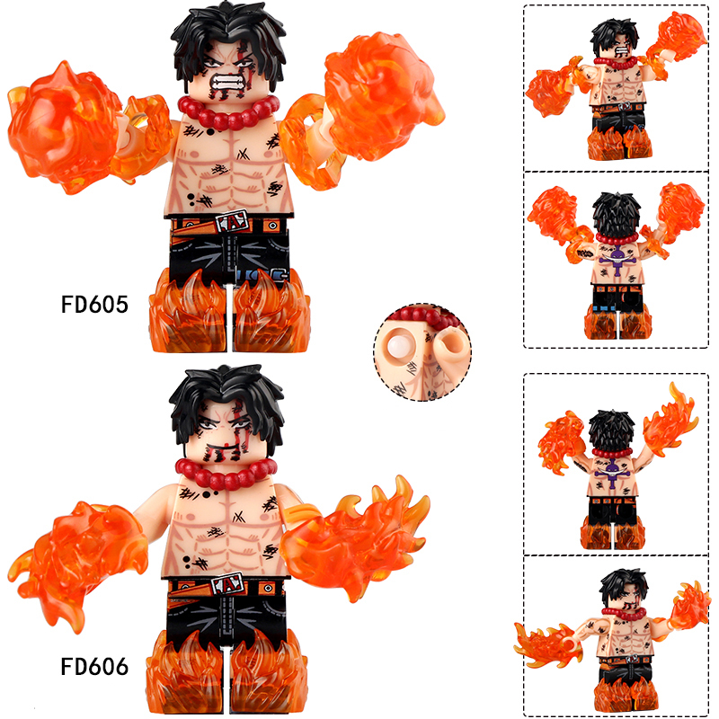 FD605 FD606 Animation One Piece Nami Luffy Ace Fire Fist Minifigs Assembling Action Figures Emperor Yan Aisi Building Blocks Children Toys Gifts