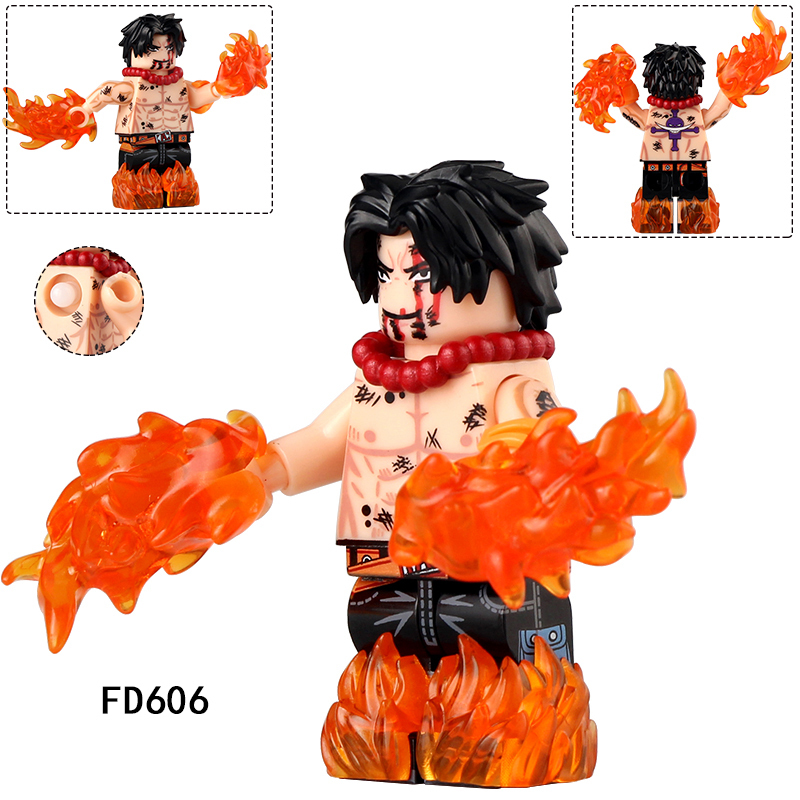 FD605 FD606 Animation One Piece Nami Luffy Ace Fire Fist Minifigs Assembling Action Figures Emperor Yan Aisi Building Blocks Children Toys Gifts