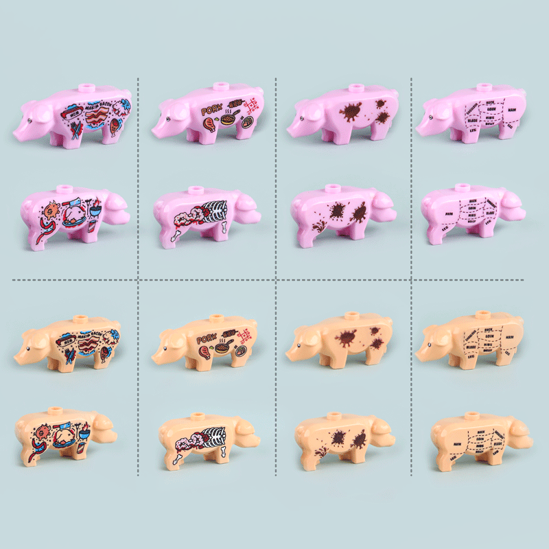 MOC City Animal Series Minifigures Pigs Building Blocks DIY Farm Zoo Accessories Bricks Modle Toys For Children Compatible 87621