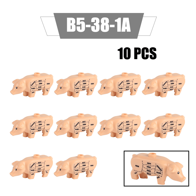 MOC City Animal Series Minifigures Pigs Building Blocks DIY Farm Zoo Accessories Bricks Modle Toys For Children Compatible 87621