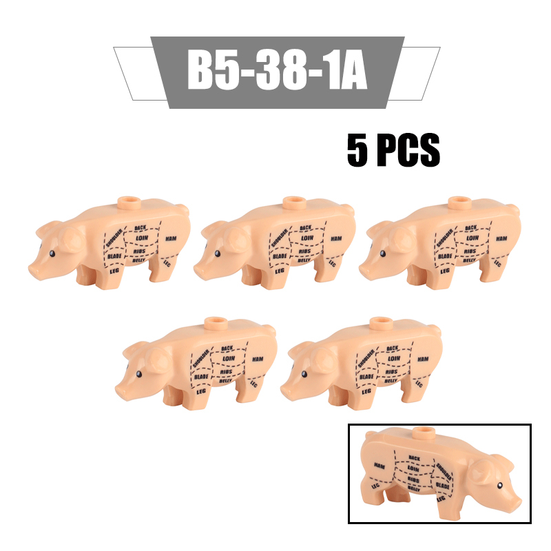 MOC City Animal Series Minifigures Pigs Building Blocks DIY Farm Zoo Accessories Bricks Modle Toys For Children Compatible 87621