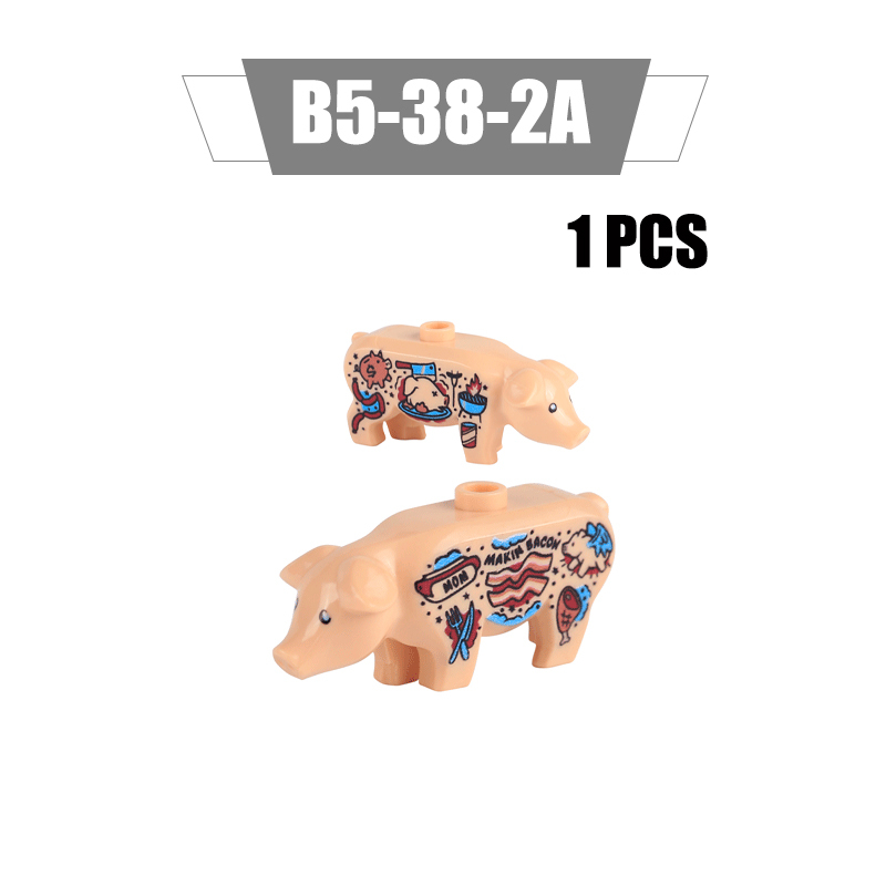 MOC City Animal Series Minifigures Pigs Building Blocks DIY Farm Zoo Accessories Bricks Modle Toys For Children Compatible 87621