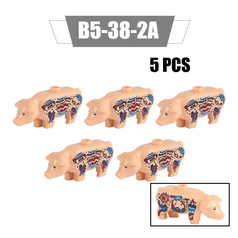 MOC City Animal Series Minifigures Pigs Building Blocks DIY Farm Zoo Accessories Bricks Modle Toys For Children Compatible 87621