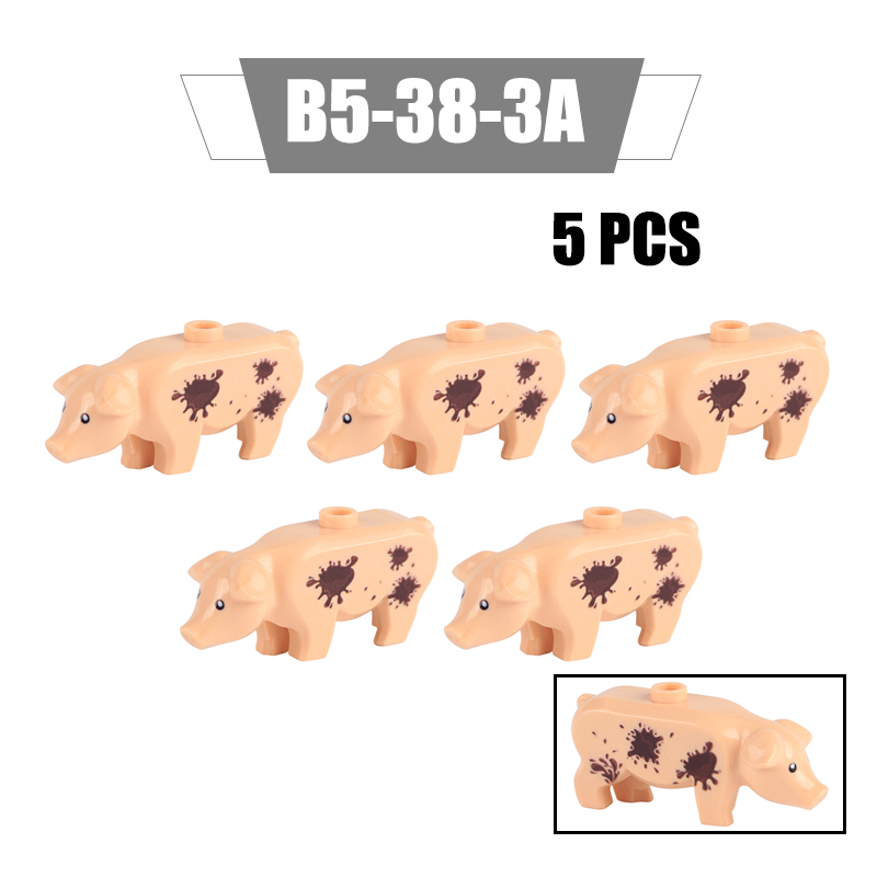 MOC City Animal Series Minifigures UV Printed Pigs Building Blocks DIY Farm Zoo Accessories Bricks Modle Toys For Children Compatible 87621
