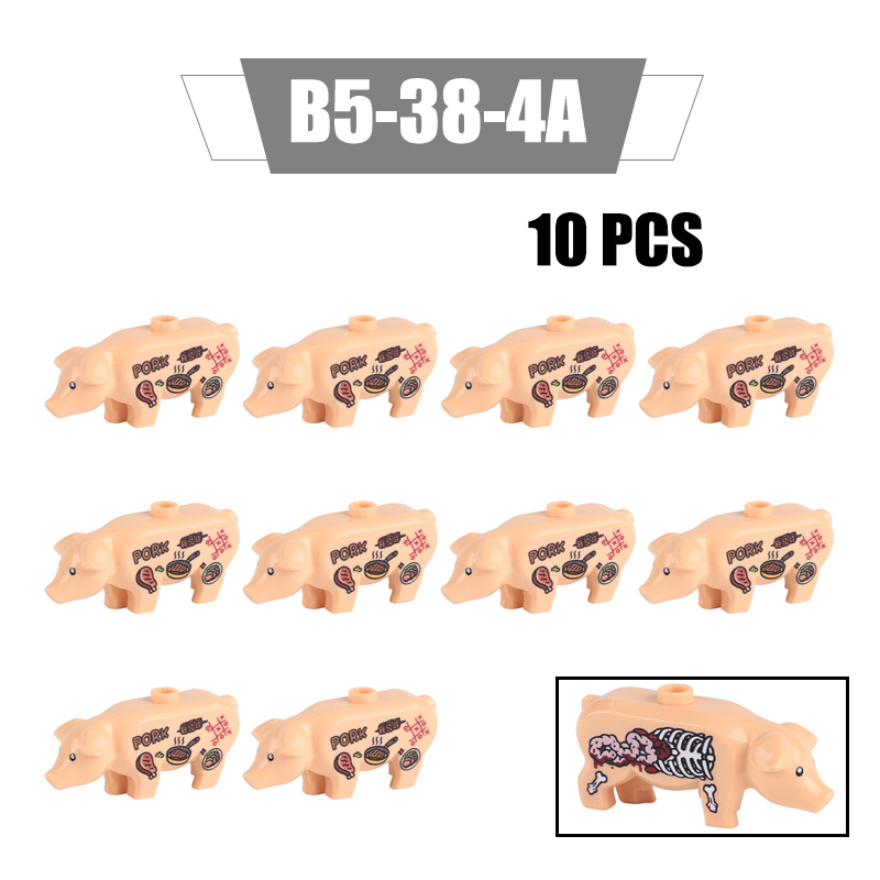 MOC City Animal Series Minifigures UV Printed Pigs Building Blocks DIY Farm Zoo Accessories Bricks Modle Toys For Children Compatible 87621