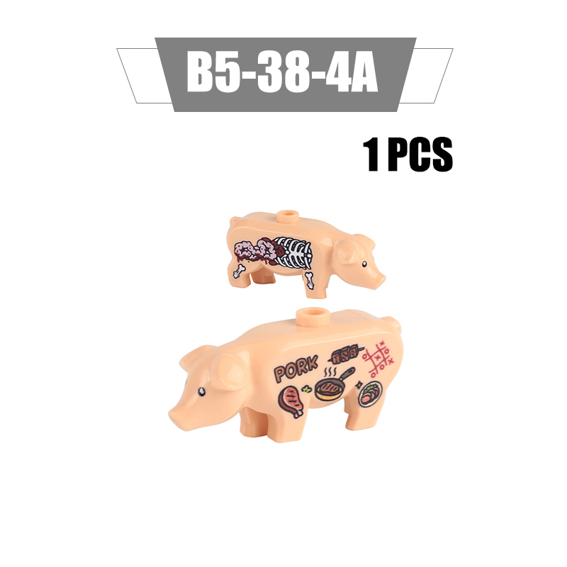 MOC City Animal Series Minifigures UV Printed Pigs Building Blocks DIY Farm Zoo Accessories Bricks Modle Toys For Children Compatible 87621