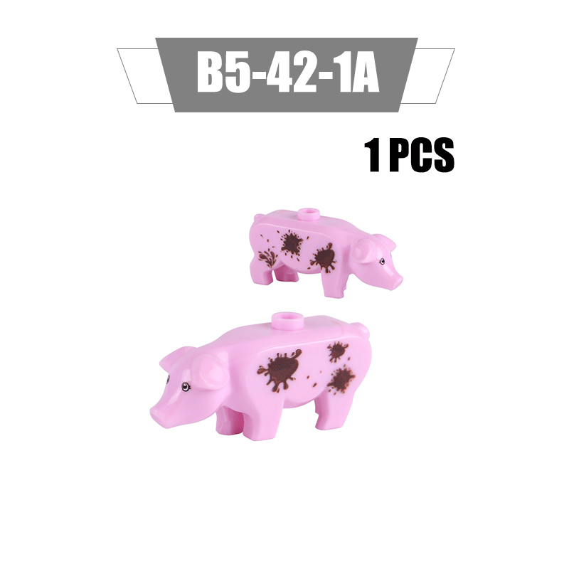 MOC City Animal Series Minifigures UV Printed Pigs Building Blocks DIY Farm Zoo Accessories Bricks Modle Toys For Children Compatible 87621