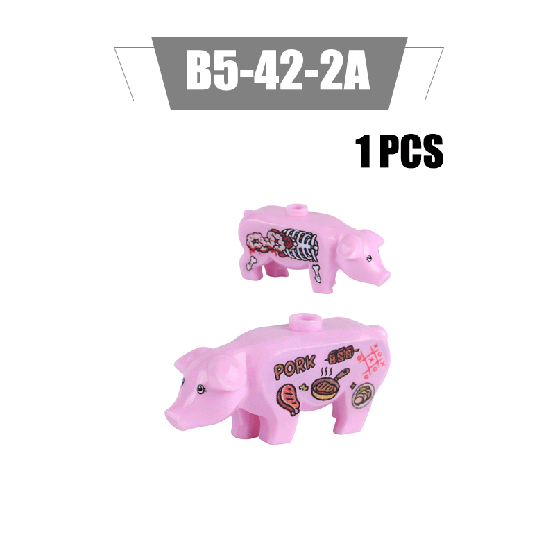 MOC City Animal Series Minifigures UV Printed Pigs Building Blocks DIY Farm Zoo Accessories Bricks Modle Toys For Children Compatible 87621
