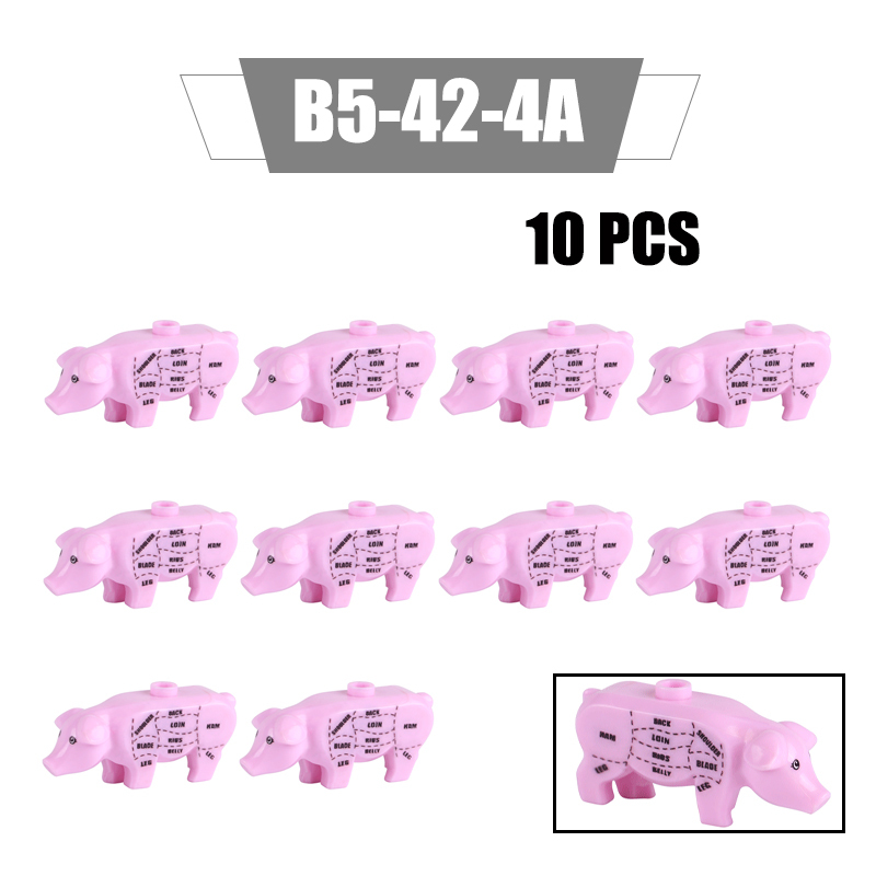 MOC City Animal Series Minifigures UV Printed Pigs Building Blocks DIY Farm Zoo Accessories Bricks Modle Toys For Children Compatible 87621