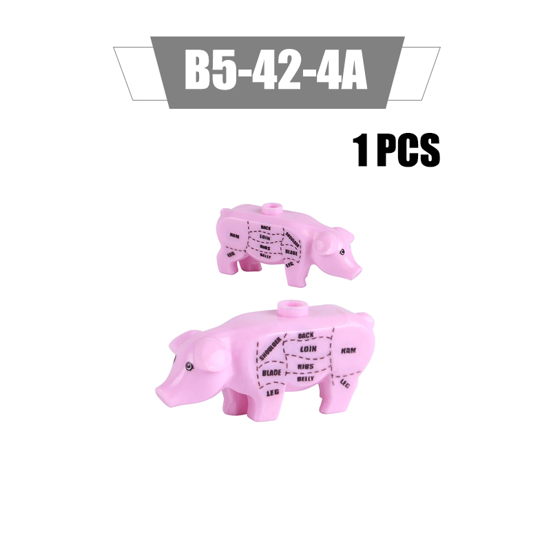 MOC City Animal Series Minifigures UV Printed Pigs Building Blocks DIY Farm Zoo Accessories Bricks Modle Toys For Children Compatible 87621