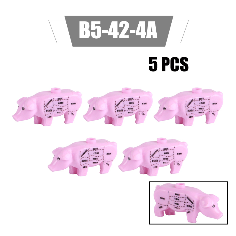 MOC City Animal Series Minifigures UV Printed Pigs Building Blocks DIY Farm Zoo Accessories Bricks Modle Toys For Children Compatible 87621