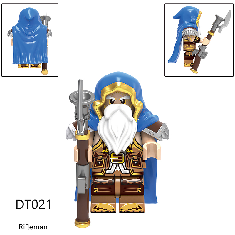DT020 DT021 Medieval Military Human Infantry Dwarf Army Plain Banner Minifigs Building Blocks Footman Soldiers War Weapon Accessories Toys