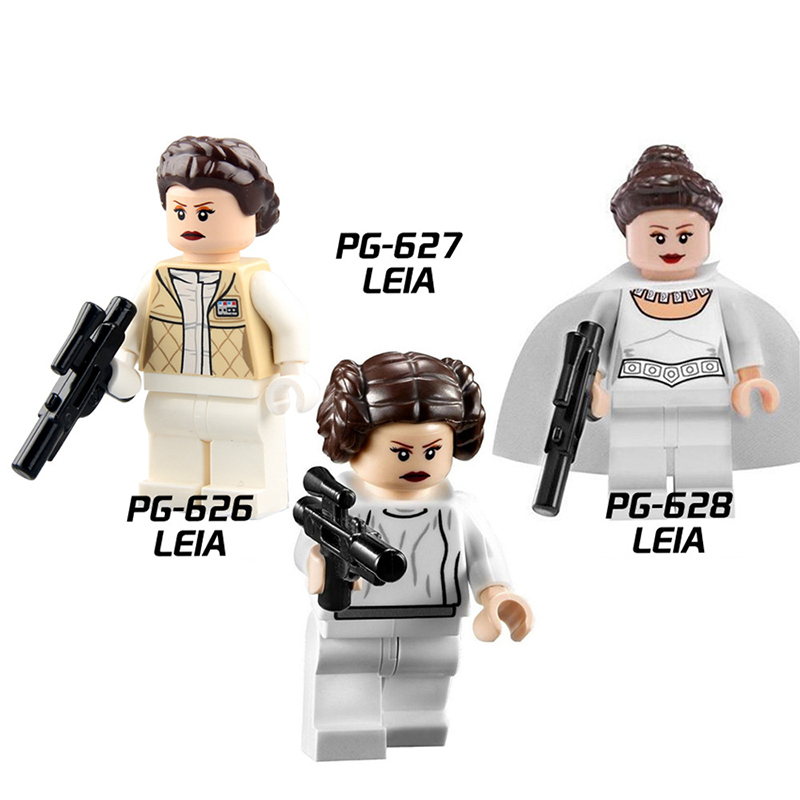 X0144 Star Wars Leia Clone Storm Troopers Action Figures Building Blocks Obi Wan Pilot Minifigs Lightsaber Children Toys Boys Gifts