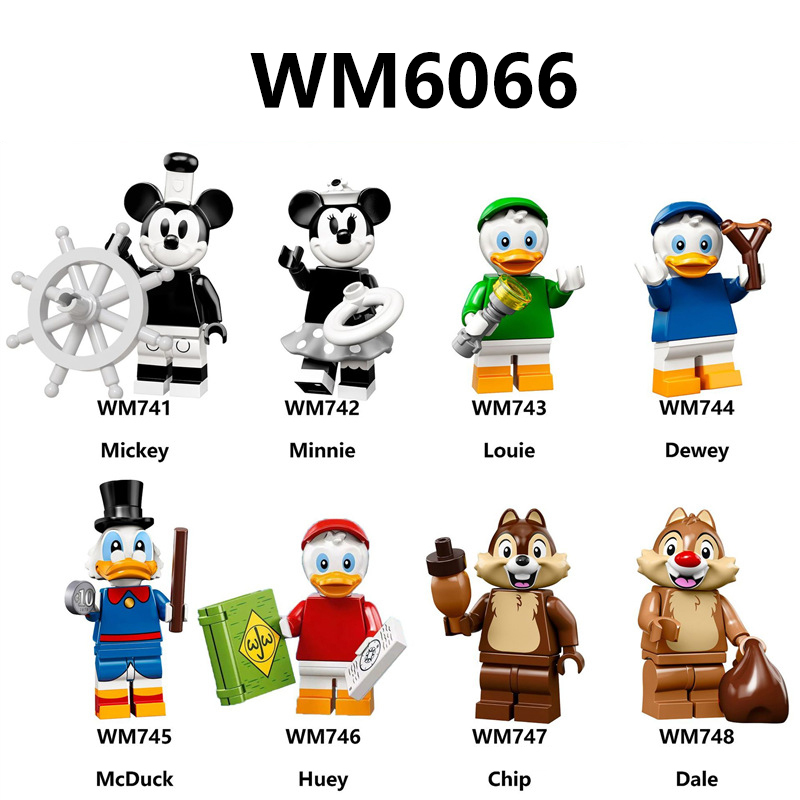 MA1001 Disney Cartoon Mickey Mouse and Friends Minifigs Blocks Minnie Mouse Mickey Mouse Tang Duck Model Childeren Toys Gifts