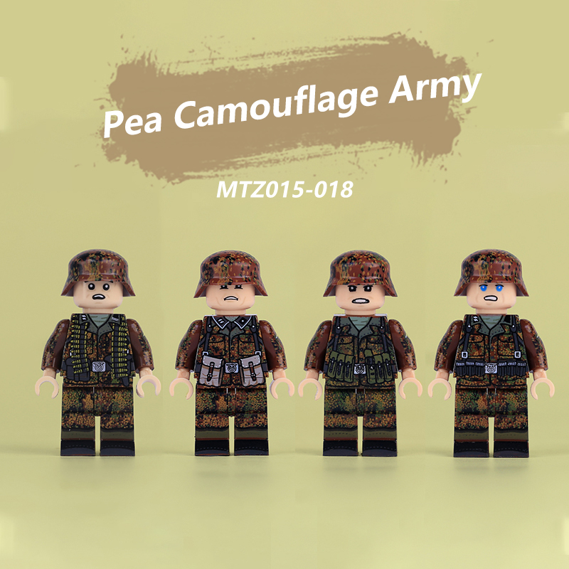 Military Pea Camouflage Weapon MP40 Minifigs Bricks Kits Compatible