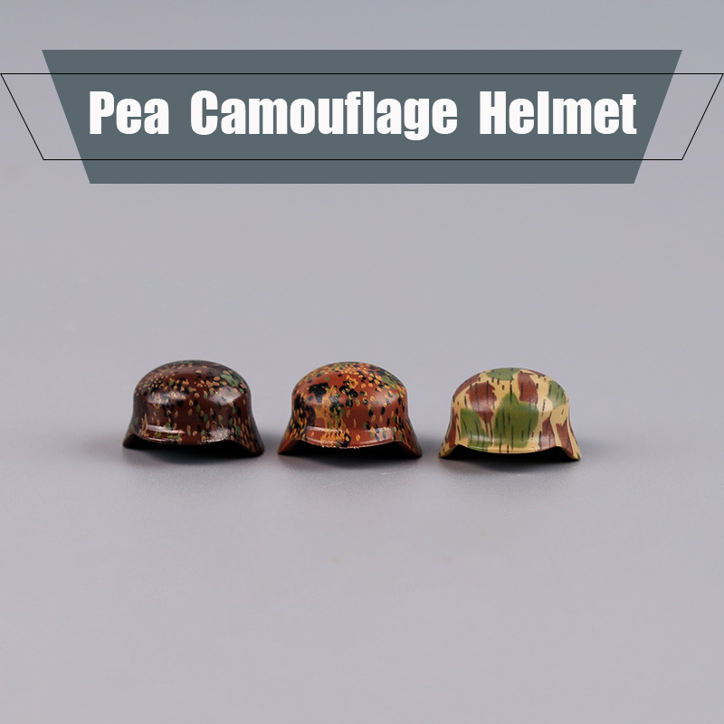 Military WW2 MOC Hat Helmet Building Block German M35 Camouflage Steel Helmet Soldier Figure Camouflage Accessories Brick Toy Gift WW2