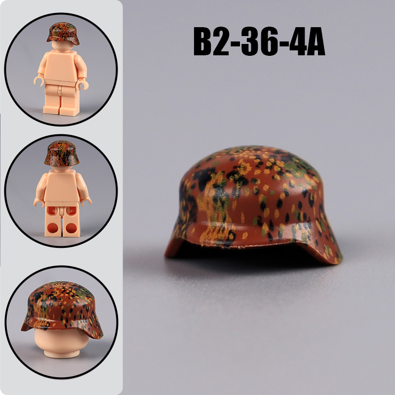 Military WW2 MOC Hat Helmet Building Block German M35 Camouflage Steel Helmet Soldier Figure Camouflage Accessories Brick Toy Gift WW2