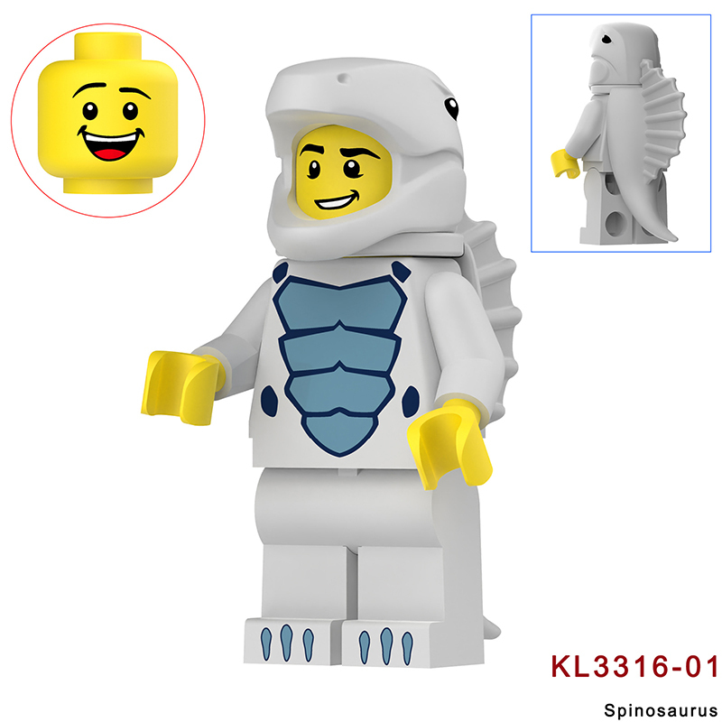 KL3313 Cartoon Dinosaur Series Ankylosaurus Action Figures White Little Triceratops Minifigs Building Blocks Toys Children Gifts