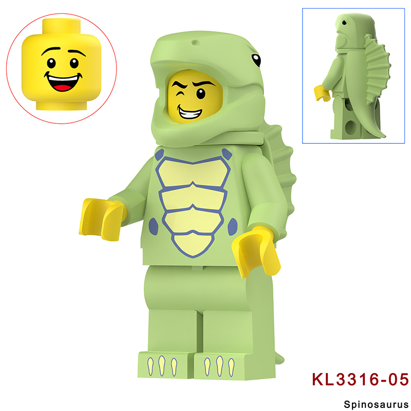 KL3313 Cartoon Dinosaur Series Ankylosaurus Action Figures White Little Triceratops Minifigs Building Blocks Toys Children Gifts