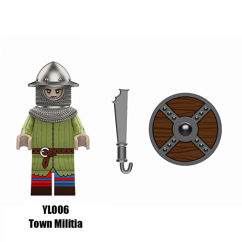 YL003 YL004 Medieval Knight Soldier Minifigs Holy Roman Noble Knight  Burgundy Weapon War Building Blocks Storm City Toy Kids Gifts