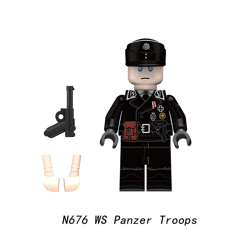 N671 N676 WW2 Germany Military Soldier Minifigs Building Blocks Army WH Panzer Troops WS Weapon Parts Bricks Toys
