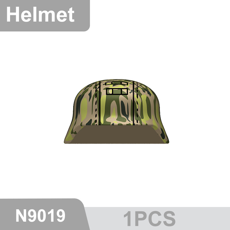 N9015-9025 WW2 Military German M35 Camouflage Helmet Building Blocks Army Officer Soldier Figures Hat Head Coat War Accessories Weapon Gun Bricks Gift Boy