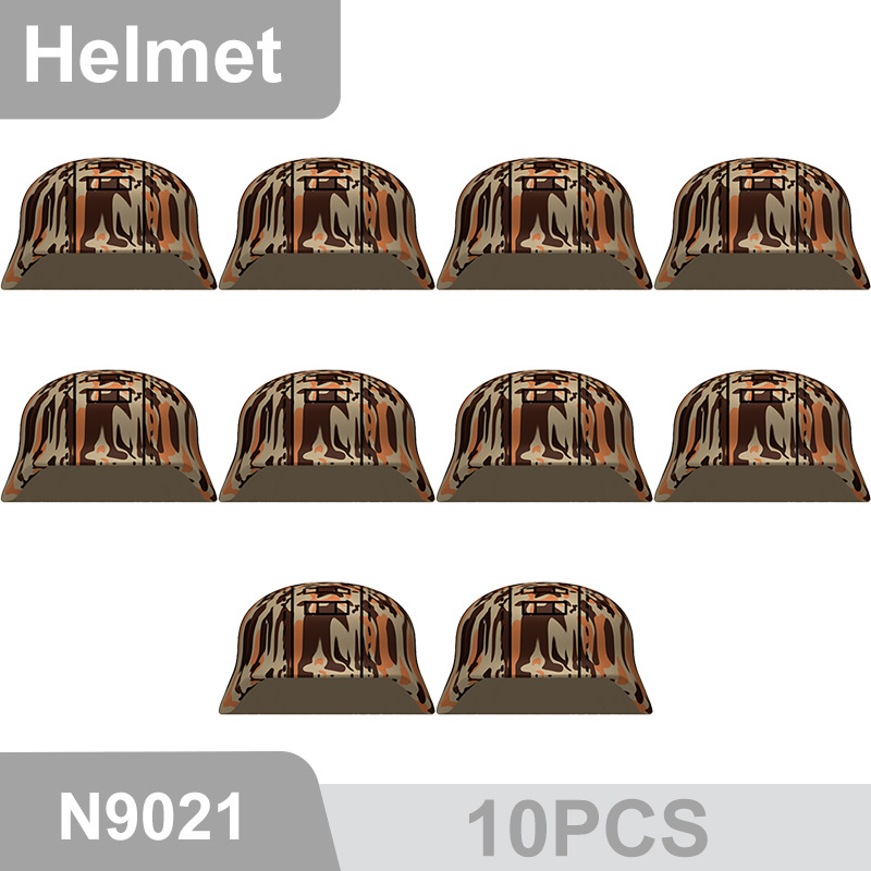 N9015-9025 WW2 Military German M35 Camouflage Helmet Building Blocks Army Officer Soldier Figures Hat Head Coat War Accessories Weapon Gun Bricks Gift Boy