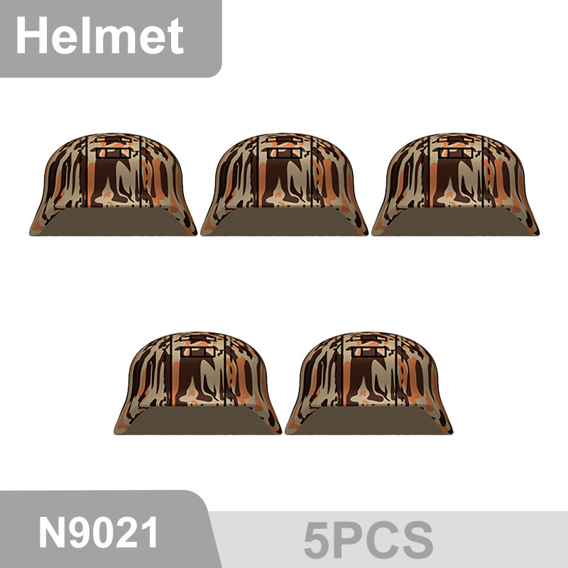 N9015-9025 WW2 Military German M35 Camouflage Helmet Building Blocks Army Officer Soldier Figures Hat Head Coat War Accessories Weapon Gun Bricks Gift Boy