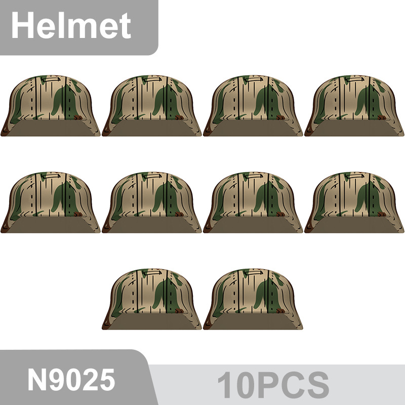 N9015-9025 WW2 Military German M35 Camouflage Helmet Building Blocks Army Officer Soldier Figures Hat Head Coat War Accessories Weapon Gun Bricks Gift Boy