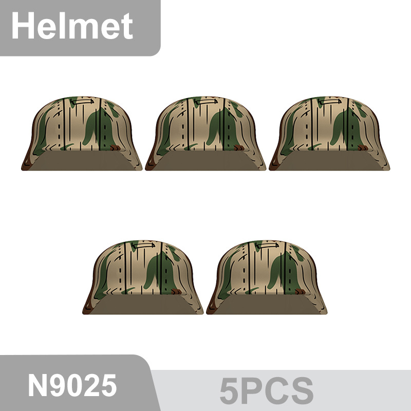 N9015-9025 WW2 Military German M35 Camouflage Helmet Building Blocks Army Officer Soldier Figures Hat Head Coat War Accessories Weapon Gun Bricks Gift Boy