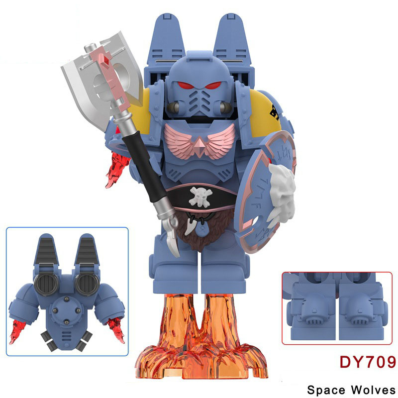 DY701-708 British Game Warhammer Blood Angels Minifigs Building Blocks Warrior Ultramarines Imperial Armour Helmet Toys Gift Boy