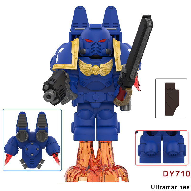 DY701-708 British Game Warhammer Blood Angels Minifigs Building Blocks Warrior Ultramarines Imperial Armour Helmet Toys Gift Boy