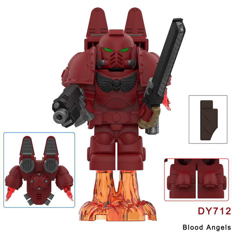 DY701-708 British Game Warhammer Blood Angels Minifigs Building Blocks Warrior Ultramarines Imperial Armour Helmet Toys Gift Boy