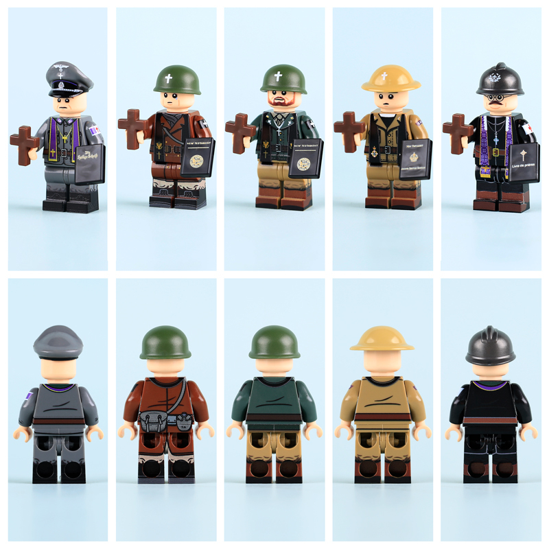 HTL003 HTL005-009 WW2 German Office Minifigs Building Blocks UV Printing SS-Obersturmbannführer Army Weapon Soldier Figures Parts Bricks Toys