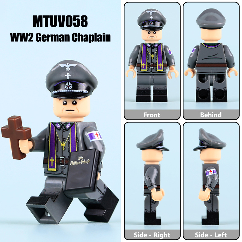 HTL003 HTL005-009 WW2 German Office Minifigs Building Blocks UV Printing SS-Obersturmbannführer Army Weapon Soldier Figures Parts Bricks Toys
